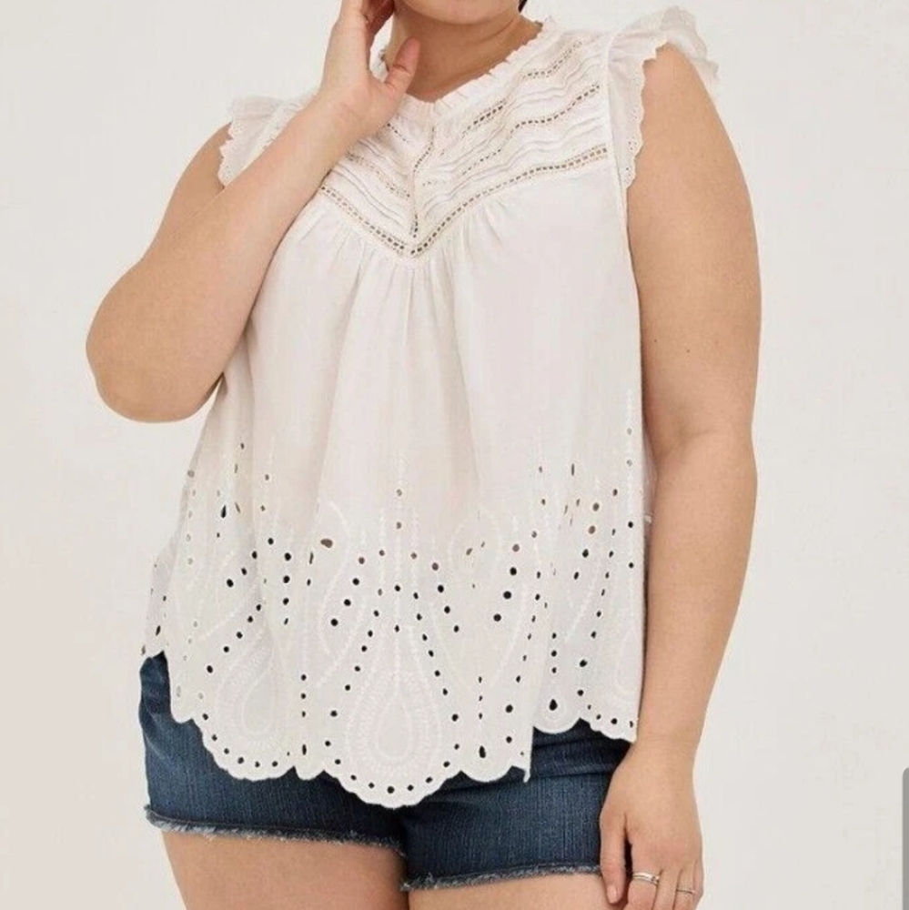 New Plus Size 5x Torrid White Summer Blouse Top Shirt